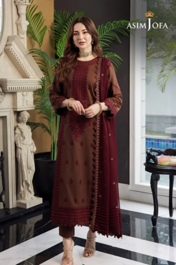 ASIM JOFA - 3PCS DHANAK EMBROIDERED – WOMEN’S – UNSTITCHED