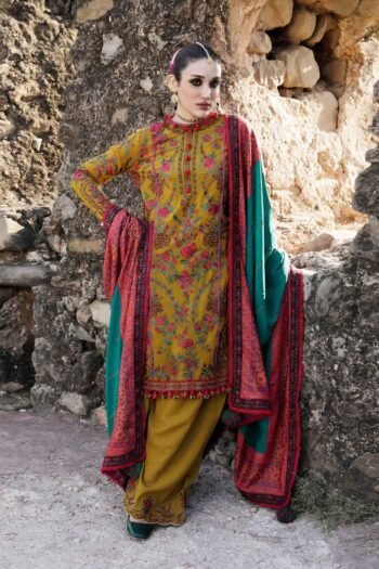 HUSSAIN REHAR - 3PCS DHANAK EMBROIDERED - WOMEN'S - UNSTITCHED - 1222