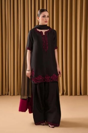 Lulusar Raw Silk 3pcs Luxury Dress With Raw Silk Pallu Attached Dupatta