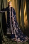 Qalamkar Blue 9000 Micro Velvet - Spengle Work & Adda Work - Unstitched